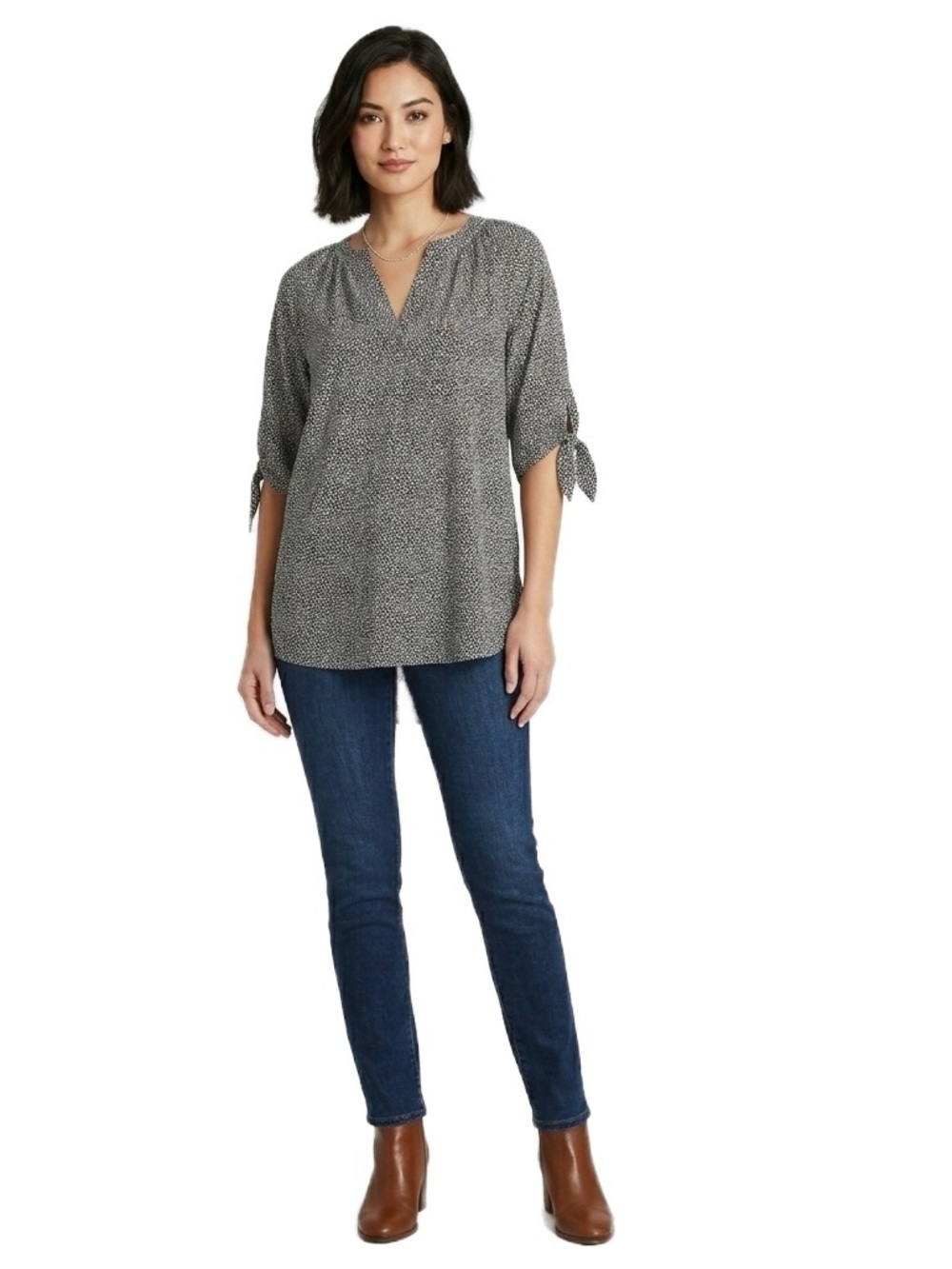 Michael Michael Kors Black White Leaf Print Blouse